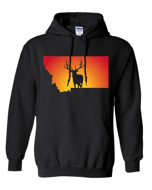 Pullover Hooded Sweatshirt Montana Black Elk Vibrant Design High Quality Tight Knit Ring Spun Low Maintenance Cotton Printed With The Newest Available Color Transfer Technology