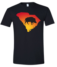 Load image into Gallery viewer, Short Sleeve T-Shirt South Carolina Black Wild Hog Vibrant Design High Quality Tight Knit Ring Spun Low Maintenance Cotton Printed With The Newest Available Color Transfer Technology