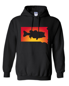 Pullover Hooded Sweatshirt South Dakota Black Large Mouth Bass Vibrant Design High Quality Tight Knit Ring Spun Low Maintenance Cotton Printed With The Newest Available Color Transfer Technology