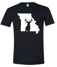 Load image into Gallery viewer, Short Sleeve T-Shirt Missouri Black Whitetail Deer Vibrant Design High Quality Tight Knit Ring Spun Low Maintenance Cotton Printed With The Newest Available Color Transfer Technology