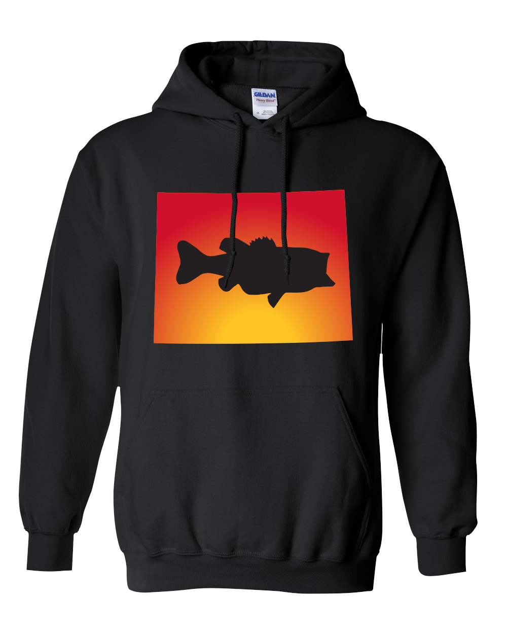Pullover Hooded Sweatshirt Wyoming Black Large Mouth Bass Vibrant Design High Quality Tight Knit Ring Spun Low Maintenance Cotton Printed With The Newest Available Color Transfer Technology