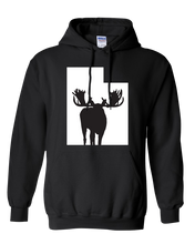 Load image into Gallery viewer, Pullover Hooded Sweatshirt Utah Black Moose Vibrant Design High Quality Tight Knit Ring Spun Low Maintenance Cotton Printed With The Newest Available Color Transfer Technology