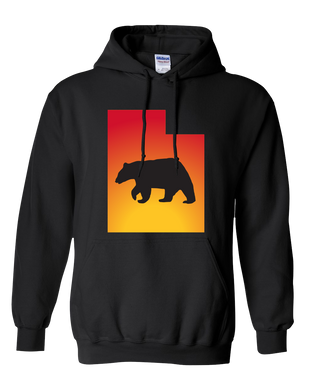Pullover Hooded Sweatshirt Utah Black Black Bear Vibrant Design High Quality Tight Knit Ring Spun Low Maintenance Cotton Printed With The Newest Available Color Transfer Technology