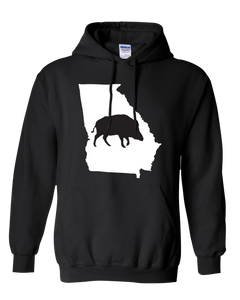 Pullover Hooded Sweatshirt Georgia Black Wild Hog Vibrant Design High Quality Tight Knit Ring Spun Low Maintenance Cotton Printed With The Newest Available Color Transfer Technology