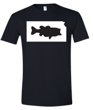 Load image into Gallery viewer, Short Sleeve T-Shirt Kansas Black Large Mouth Bass Vibrant Design High Quality Tight Knit Ring Spun Low Maintenance Cotton Printed With The Newest Available Color Transfer Technology