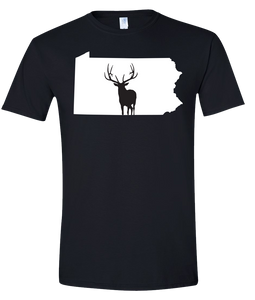 Short Sleeve T-Shirt Pennsylvania Black Elk Vibrant Design High Quality Tight Knit Ring Spun Low Maintenance Cotton Printed With The Newest Available Color Transfer Technology