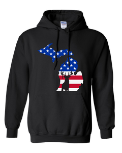 Pullover Hooded Sweatshirt Michigan Black Whitetail Deer Vibrant Design High Quality Tight Knit Ring Spun Low Maintenance Cotton Printed With The Newest Available Color Transfer Technology