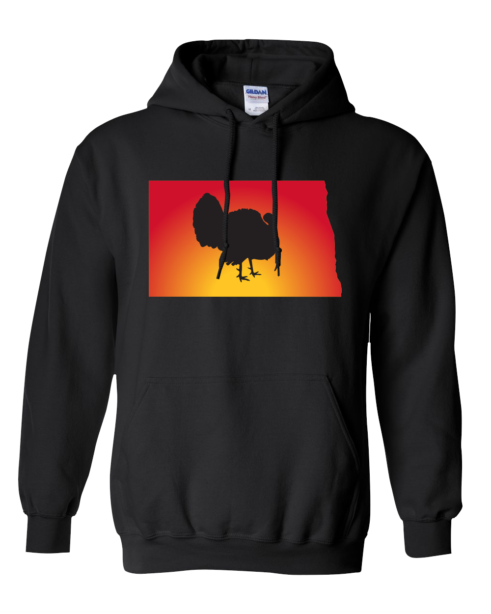 Pullover Hooded Sweatshirt North Dakota Black Turkey Vibrant Design High Quality Tight Knit Ring Spun Low Maintenance Cotton Printed With The Newest Available Color Transfer Technology