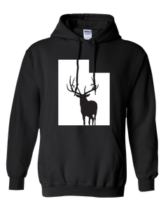 Pullover Hooded Sweatshirt Utah Black Elk Vibrant Design High Quality Tight Knit Ring Spun Low Maintenance Cotton Printed With The Newest Available Color Transfer Technology