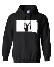 Load image into Gallery viewer, Pullover Hooded Sweatshirt South Dakota Black Whitetail Deer Vibrant Design High Quality Tight Knit Ring Spun Low Maintenance Cotton Printed With The Newest Available Color Transfer Technology