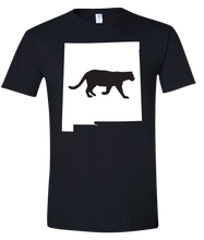 Load image into Gallery viewer, Short Sleeve T-Shirt New Mexico Black Mountain Lion Vibrant Design High Quality Tight Knit Ring Spun Low Maintenance Cotton Printed With The Newest Available Color Transfer Technology