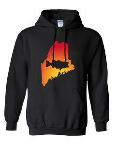 Pullover Hooded Sweatshirt Maine Black Large Mouth Bass Vibrant Design High Quality Tight Knit Ring Spun Low Maintenance Cotton Printed With The Newest Available Color Transfer Technology