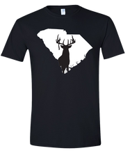 Load image into Gallery viewer, Short Sleeve T-Shirt South Carolina Black Whitetail Deer Vibrant Design High Quality Tight Knit Ring Spun Low Maintenance Cotton Printed With The Newest Available Color Transfer Technology