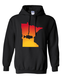 Pullover Hooded Sweatshirt Minnesota Black Large Mouth Bass Vibrant Design High Quality Tight Knit Ring Spun Low Maintenance Cotton Printed With The Newest Available Color Transfer Technology