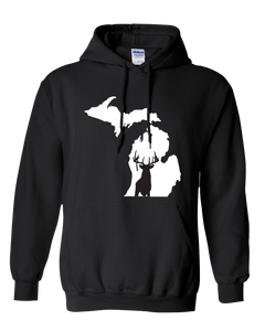 Pullover Hooded Sweatshirt Michigan Black Whitetail Deer Vibrant Design High Quality Tight Knit Ring Spun Low Maintenance Cotton Printed With The Newest Available Color Transfer Technology