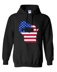 Pullover Hooded Sweatshirt Wisconsin Black Large Mouth Bass Vibrant Design High Quality Tight Knit Ring Spun Low Maintenance Cotton Printed With The Newest Available Color Transfer Technology
