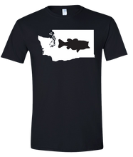 Load image into Gallery viewer, Short Sleeve T-Shirt Washington Black Large Mouth Bass Vibrant Design High Quality Tight Knit Ring Spun Low Maintenance Cotton Printed With The Newest Available Color Transfer Technology