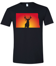 Load image into Gallery viewer, Short Sleeve T-Shirt North Dakota Black Whitetail Deer Vibrant Design High Quality Tight Knit Ring Spun Low Maintenance Cotton Printed With The Newest Available Color Transfer Technology