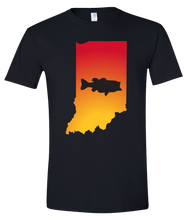 Load image into Gallery viewer, Short Sleeve T-Shirt Indiana Black Large Mouth Bass Vibrant Design High Quality Tight Knit Ring Spun Low Maintenance Cotton Printed With The Newest Available Color Transfer Technology