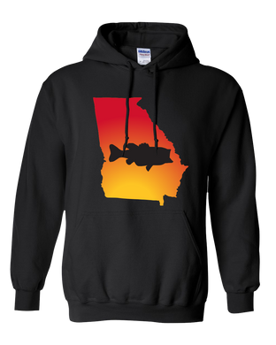 Pullover Hooded Sweatshirt Georgia Black Large Mouth Bass Vibrant Design High Quality Tight Knit Ring Spun Low Maintenance Cotton Printed With The Newest Available Color Transfer Technology