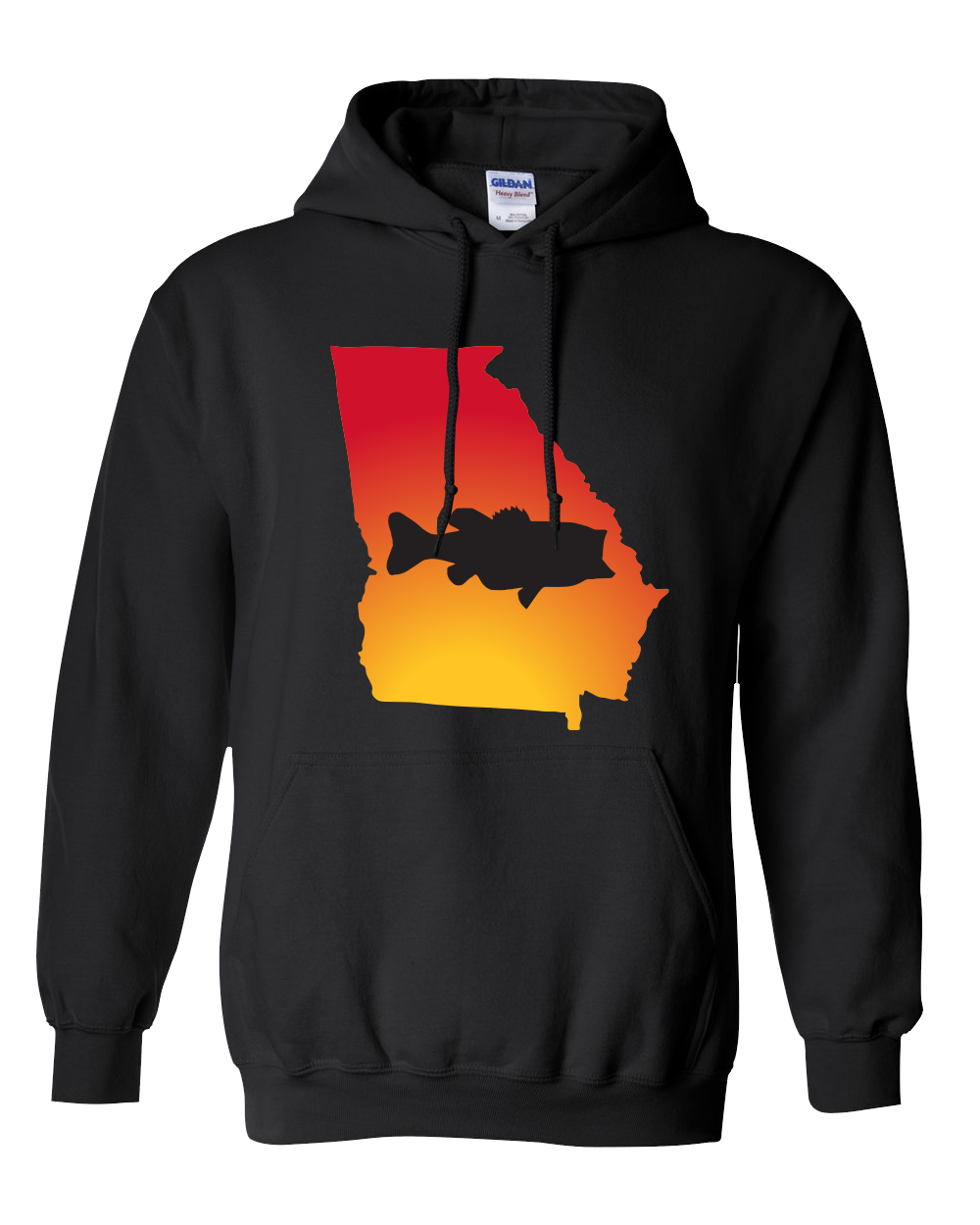 Pullover Hooded Sweatshirt Georgia Black Large Mouth Bass Vibrant Design High Quality Tight Knit Ring Spun Low Maintenance Cotton Printed With The Newest Available Color Transfer Technology