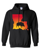 Load image into Gallery viewer, Pullover Hooded Sweatshirt Louisiana Black Wild Hog Vibrant Design High Quality Tight Knit Ring Spun Low Maintenance Cotton Printed With The Newest Available Color Transfer Technology