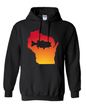 Load image into Gallery viewer, Pullover Hooded Sweatshirt Wisconsin Black Large Mouth Bass Vibrant Design High Quality Tight Knit Ring Spun Low Maintenance Cotton Printed With The Newest Available Color Transfer Technology