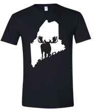 Load image into Gallery viewer, Short Sleeve T-Shirt Maine Black Moose Vibrant Design High Quality Tight Knit Ring Spun Low Maintenance Cotton Printed With The Newest Available Color Transfer Technology
