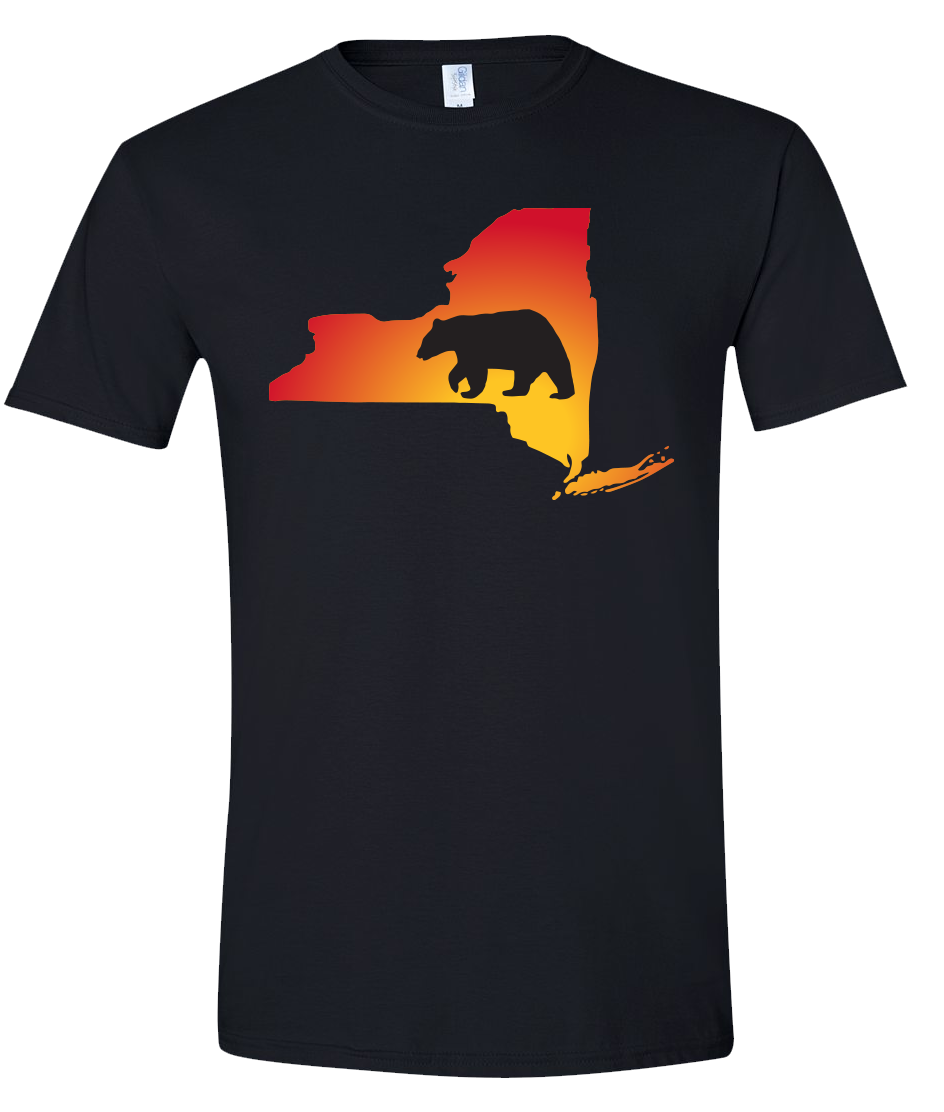 Short Sleeve T-Shirt New York Black Black Bear Vibrant Design High Quality Tight Knit Ring Spun Low Maintenance Cotton Printed With The Newest Available Color Transfer Technology