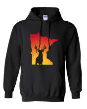 Load image into Gallery viewer, Pullover Hooded Sweatshirt Minnesota Black Whitetail Deer Vibrant Design High Quality Tight Knit Ring Spun Low Maintenance Cotton Printed With The Newest Available Color Transfer Technology