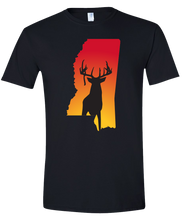 Load image into Gallery viewer, Short Sleeve T-Shirt Mississippi Black Whitetail Deer Vibrant Design High Quality Tight Knit Ring Spun Low Maintenance Cotton Printed With The Newest Available Color Transfer Technology