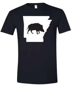 Short Sleeve T-Shirt Arkansas Black Wild Hog Vibrant Design High Quality Tight Knit Ring Spun Low Maintenance Cotton Printed With The Newest Available Color Transfer Technology