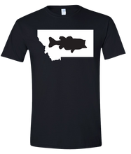 Load image into Gallery viewer, Short Sleeve T-Shirt Montana Black Large Mouth Bass Vibrant Design High Quality Tight Knit Ring Spun Low Maintenance Cotton Printed With The Newest Available Color Transfer Technology