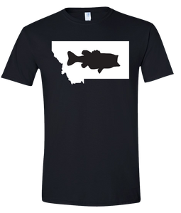 Short Sleeve T-Shirt Montana Black Large Mouth Bass Vibrant Design High Quality Tight Knit Ring Spun Low Maintenance Cotton Printed With The Newest Available Color Transfer Technology