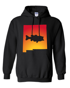 Pullover Hooded Sweatshirt New Mexico Black Large Mouth Bass Vibrant Design High Quality Tight Knit Ring Spun Low Maintenance Cotton Printed With The Newest Available Color Transfer Technology