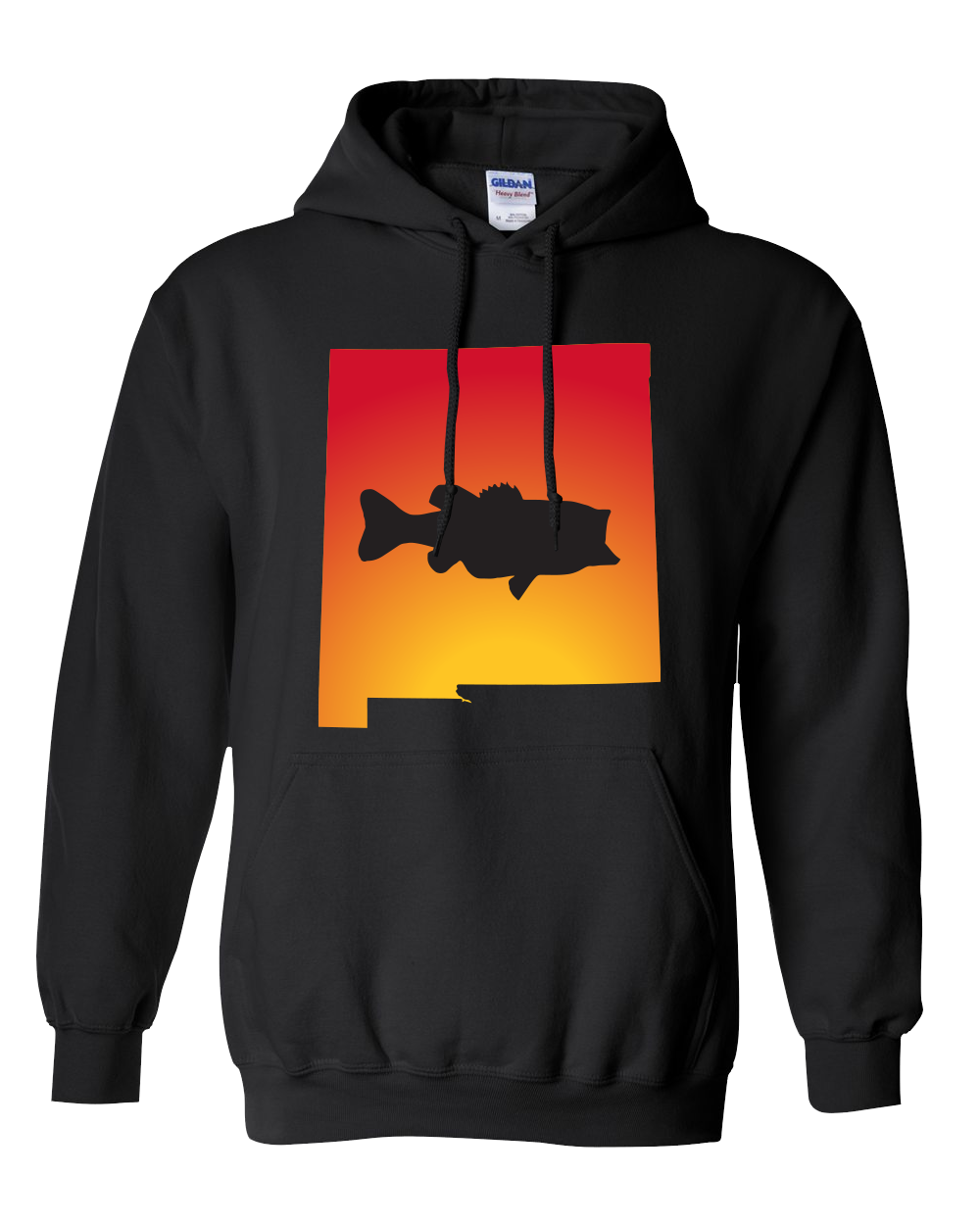 Pullover Hooded Sweatshirt New Mexico Black Large Mouth Bass Vibrant Design High Quality Tight Knit Ring Spun Low Maintenance Cotton Printed With The Newest Available Color Transfer Technology