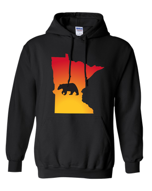 Pullover Hooded Sweatshirt Minnesota Black Black Bear Vibrant Design High Quality Tight Knit Ring Spun Low Maintenance Cotton Printed With The Newest Available Color Transfer Technology