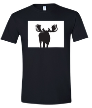 Load image into Gallery viewer, Short Sleeve T-Shirt Colorado Black Moose Vibrant Design High Quality Tight Knit Ring Spun Low Maintenance Cotton Printed With The Newest Available Color Transfer Technology