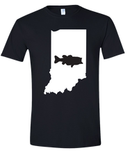 Load image into Gallery viewer, Short Sleeve T-Shirt Indiana Black Large Mouth Bass Vibrant Design High Quality Tight Knit Ring Spun Low Maintenance Cotton Printed With The Newest Available Color Transfer Technology