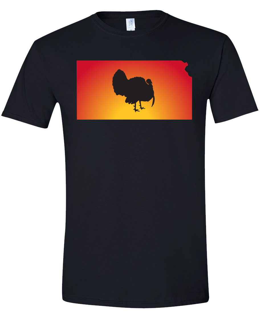 Short Sleeve T-Shirt Kansas Black Turkey Vibrant Design High Quality Tight Knit Ring Spun Low Maintenance Cotton Printed With The Newest Available Color Transfer Technology