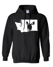 Load image into Gallery viewer, Pullover Hooded Sweatshirt Washington Black Moose Vibrant Design High Quality Tight Knit Ring Spun Low Maintenance Cotton Printed With The Newest Available Color Transfer Technology