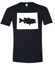 Load image into Gallery viewer, Short Sleeve T-Shirt Wyoming Black Large Mouth Bass Vibrant Design High Quality Tight Knit Ring Spun Low Maintenance Cotton Printed With The Newest Available Color Transfer Technology