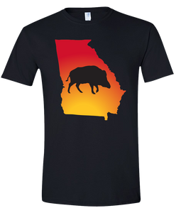 Short Sleeve T-Shirt Georgia Black Wild Hog Vibrant Design High Quality Tight Knit Ring Spun Low Maintenance Cotton Printed With The Newest Available Color Transfer Technology