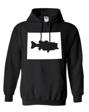 Load image into Gallery viewer, Pullover Hooded Sweatshirt Wyoming Black Large Mouth Bass Vibrant Design High Quality Tight Knit Ring Spun Low Maintenance Cotton Printed With The Newest Available Color Transfer Technology