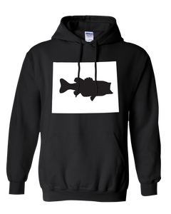 Pullover Hooded Sweatshirt Wyoming Black Large Mouth Bass Vibrant Design High Quality Tight Knit Ring Spun Low Maintenance Cotton Printed With The Newest Available Color Transfer Technology