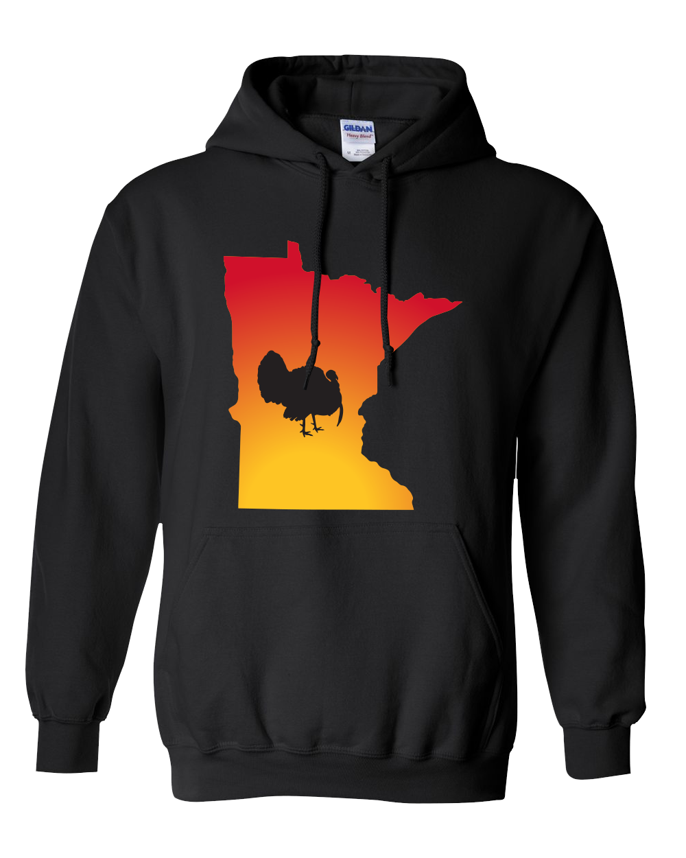 Pullover Hooded Sweatshirt Minnesota Black Turkey Vibrant Design High Quality Tight Knit Ring Spun Low Maintenance Cotton Printed With The Newest Available Color Transfer Technology