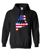 Load image into Gallery viewer, Pullover Hooded Sweatshirt Maine Black Black Bear Vibrant Design High Quality Tight Knit Ring Spun Low Maintenance Cotton Printed With The Newest Available Color Transfer Technology