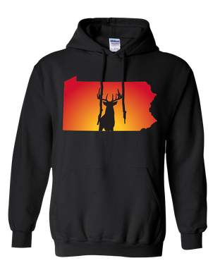 Pullover Hooded Sweatshirt Pennsylvania Black Whitetail Deer Vibrant Design High Quality Tight Knit Ring Spun Low Maintenance Cotton Printed With The Newest Available Color Transfer Technology