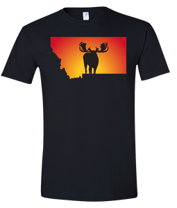 Short Sleeve T-Shirt Montana Black Moose Vibrant Design High Quality Tight Knit Ring Spun Low Maintenance Cotton Printed With The Newest Available Color Transfer Technology
