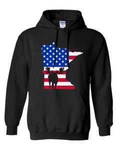 Pullover Hooded Sweatshirt Minnesota Black Moose Vibrant Design High Quality Tight Knit Ring Spun Low Maintenance Cotton Printed With The Newest Available Color Transfer Technology